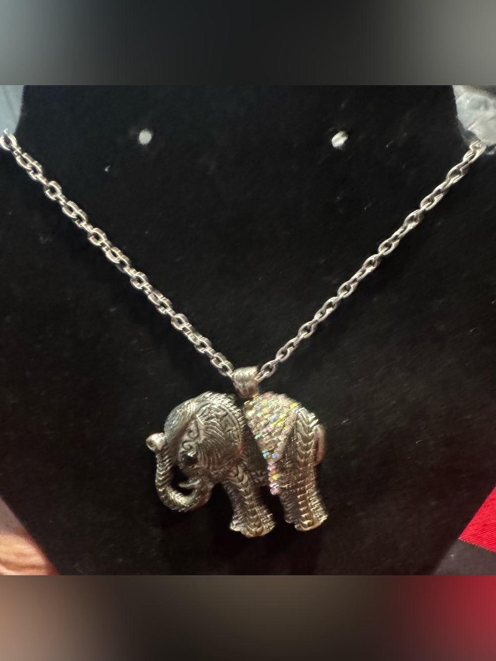 Silver Elephant Pendant Necklace with Crystal Accents - Women Jewelry